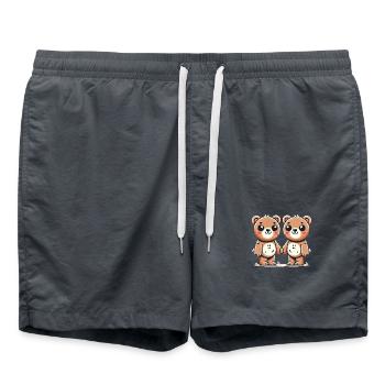 Two Bear Friends Holding Hands - Badeshorts - Anthrazit - Vorne - AI Model Male 185 light (185cm)