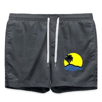 Sommer Insel Palme - Badeshorts - Anthrazit - Vorne - AI Model Male 185 light (185cm)