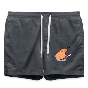 Capybara with an Angry and Cute Look - Swim Trunks - anthracite - Front - AI Model Male 185 light (185cm)