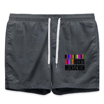 menschenrechte statt rechte menschen - Badeshorts - Anthrazit - Vorne - AI Model Male 185 light (185cm)