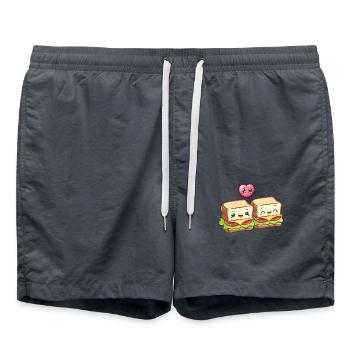 Sandwich Couple Amour Coeur Bande Dessinée - Short de bain - charbon - Devant - AI Model Male 185 light (185cm)
