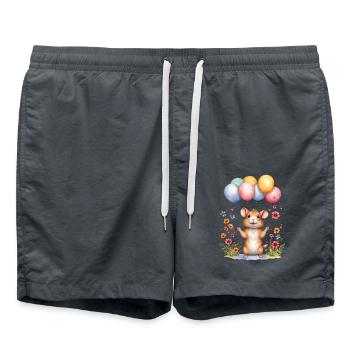 Souris mignonne avec des ballons d’anniversaire - Short de bain - charbon - Devant - AI Model Male 185 light (185cm)