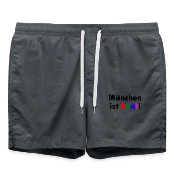 München ist bunt - Badeshorts - Anthrazit - Vorne - AI Model Male 185 light (185cm)
