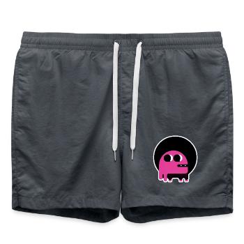 Monstre afro rose mignon | Créature rétro funky - Short de bain - charbon - Devant - AI Model Male 185 light (185cm)