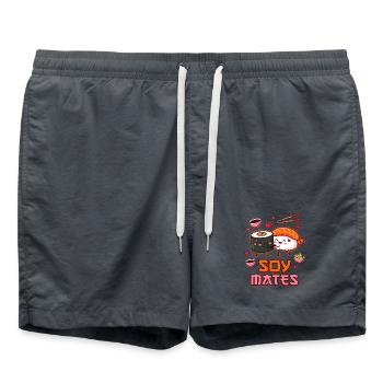 Soy Mates Valentine - Humour drôle de sushi - Short de bain - charbon - Devant - AI Model Male 185 light (185cm)