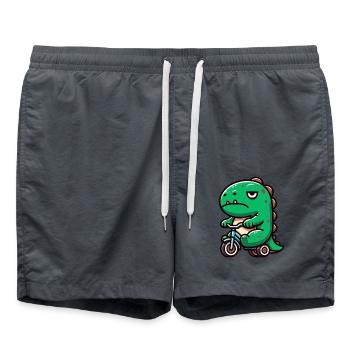 Funny Dino T-Rex Balance Bike Whimsical Funny - Swim Trunks - anthracite - Front - AI Model Male 185 light (185cm)
