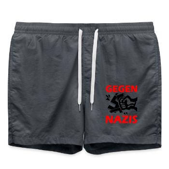 Gegen nazis faust - Badeshorts - Anthrazit - Vorne - AI Model Male 185 light (185cm)