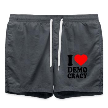 i love democracy - Swim Trunks - anthracite - Front - AI Model Male 185 light (185cm)