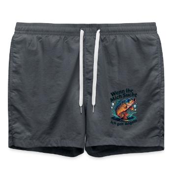 Wenn Ihr mich sucht - ich geh Angeln - Badeshorts - Anthrazit - Vorne - AI Model Male 185 light (185cm)
