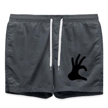 hand sign half heart love in love hand heart f - Swim Trunks - anthracite - Front - AI Model Male 185 light (185cm)