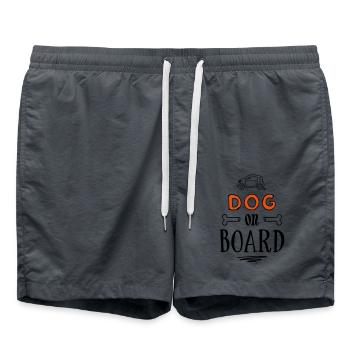 Chien à bord - dictons drôles de chiens - Short de bain - charbon - Devant - AI Model Male 185 light (185cm)