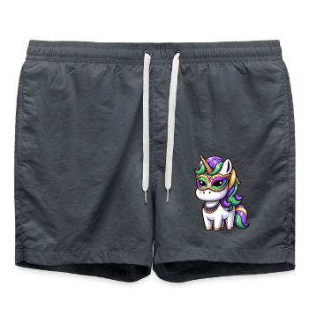 Mardi Gras Licorne Comic Mask - Short de bain - charbon - Devant - AI Model Male 185 light (185cm)