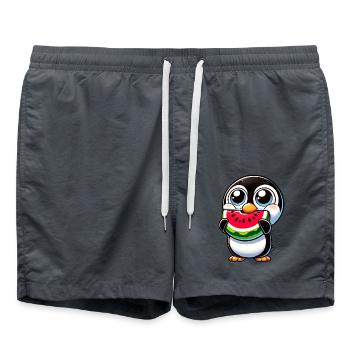 pingouin drôle avec pastèque dessin animé été - Short de bain - charbon - Devant - AI Model Male 185 light (185cm)