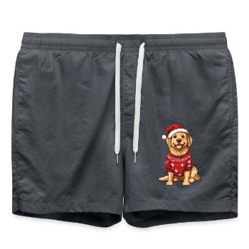 Golden Retriever Chien Bande Dessinée de Noël - Short de bain - charbon - Devant - AI Model Male 185 light (185cm)
