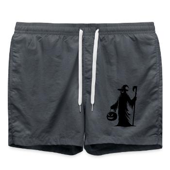 Zauber Gepenst mit Halloween Kürbis - Badeshorts - Anthrazit - Vorne - AI Model Male 185 light (185cm)
