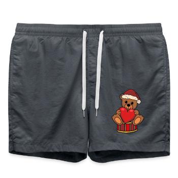 Teddy Nikolaus Teddybär Santa Weihnachtsmann - Badeshorts - Anthrazit - Vorne - AI Model Male 185 light (185cm)