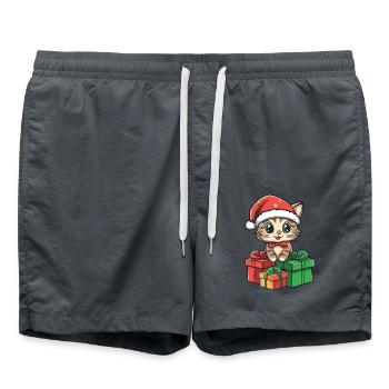 Cat Christmas Comic Gifts - Swim Trunks - anthracite - Front - AI Model Male 185 light (185cm)