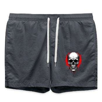 Totenkopf - Skull - Schädel - Swim Trunks - anthracite - Front - AI Model Male 185 light (185cm)