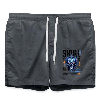 Crâne Bleu Noir - Short de bain - charbon - Devant - AI Model Male 185 light (185cm)