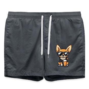 Chihuahua Hund Apres Ski Bier - Badeshorts - Anthrazit - Vorne - AI Model Male 185 light (185cm)