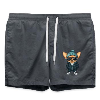 Chihuahua Dog Cool Comic - Swim Trunks - anthracite - Front - AI Model Male 185 light (185cm)