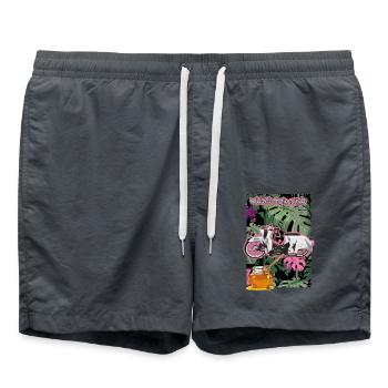 Hirondelle (camouflage) // Illustration - Short de bain - charbon - Devant - AI Model Male 185 light (185cm)