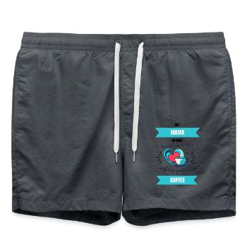 Um Mama zu sein braucht man ein Herz & viel Kaffee - Badeshorts - Anthrazit - Vorne - AI Model Male 185 light (185cm)