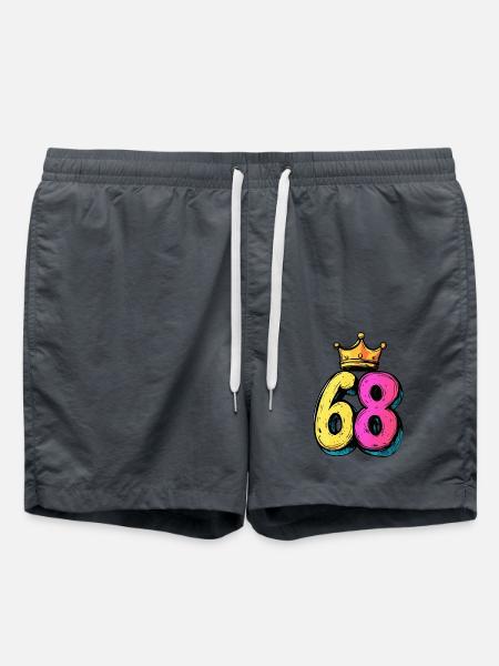 68 Zahl Krone - Badeshorts - Anthrazit