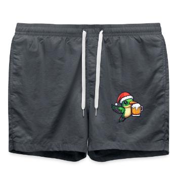 Kolibri Vogel Bier Xmas Weihnachten - Badeshorts - Anthrazit - Vorne - AI Model Male 185 light (185cm)