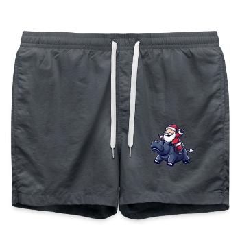 Hippopotamus Santa Claus - Swim Trunks - anthracite - Front - AI Model Male 185 light (185cm)