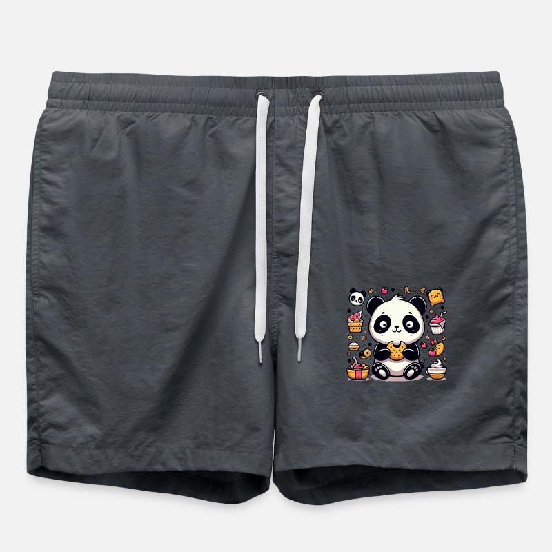 Süßer Panda mit Snacks - Badeshorts - Anthrazit