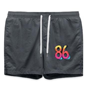 86 Number Symbol - Swim Trunks - anthracite - Front - AI Model Male 185 light (185cm)
