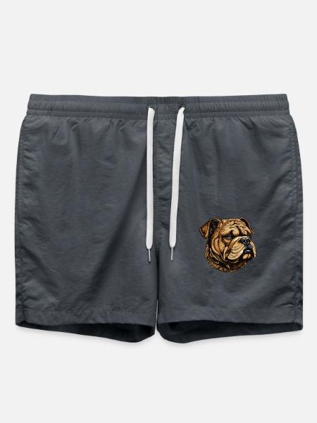 Bulldog Dog Portrait - Swim Trunks - anthracite
