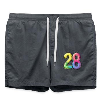 28 Number Colorful - Swim Trunks - anthracite - Front - AI Model Male 185 light (185cm)