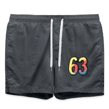 63 Zahl Bunt - Badeshorts - Anthrazit - Vorne - AI Model Male 185 light (185cm)