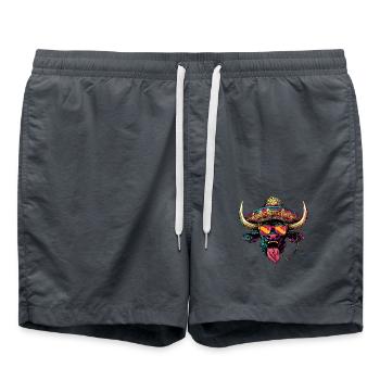 Stier Comic Lustig Sombrero - Badeshorts - Anthrazit - Vorne - AI Model Male 185 light (185cm)