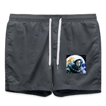 Astronaut im Weltraum vor Mond - Badeshorts - Anthrazit - Vorne - AI Model Male 185 light (185cm)