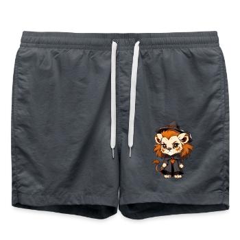 Cute Halloween lion with witch hat. - Swim Trunks - anthracite - Front - AI Model Male 185 light (185cm)