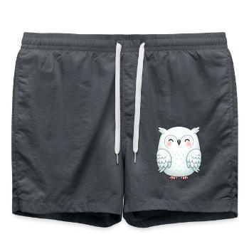 Süße Schneeeule Kawaii Eulenmotiv Niedlich - Badeshorts - Anthrazit - Vorne - AI Model Male 185 light (185cm)