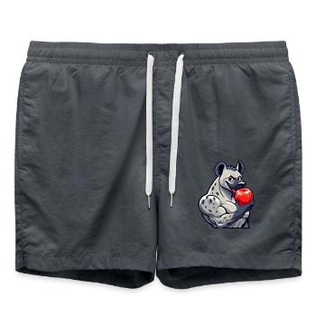 Hyena enjoys apple after fitness - Swim Trunks - anthracite - Front - AI Model Male 185 light (185cm)