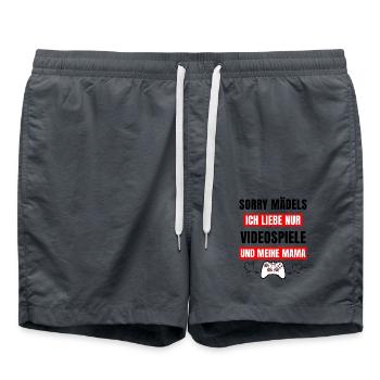 Ich liebe Gaming und meine Mama - Badeshorts - Anthrazit - Vorne - AI Model Male 185 light (185cm)