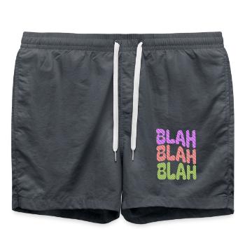 BLAH BLAH BLAH - Buntes Statement - Badeshorts - Anthrazit - Vorne - AI Model Male 185 light (185cm)