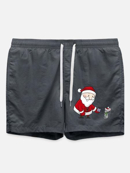 Süßer Comic Weihnachtsmann - Badeshorts - Anthrazit
