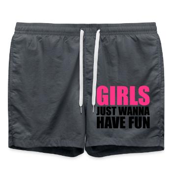 schrift cool design logo girls just wanna have fun - Badeshorts - Anthrazit - Vorne - AI Model Male 185 light (185cm)
