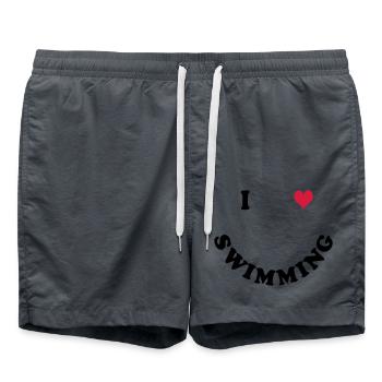 Schwimmen - I love Swimming - Badeshorts - Anthrazit - Vorne - AI Model Male 185 light (185cm)