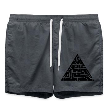 dreieck form mikrochip technologie cool design mus - Badeshorts - Anthrazit - Vorne - AI Model Male 185 light (185cm)