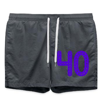 40 YEARS. 40th ANNIVERSARY. BIRTHDAY 40 YEARS. 40 - Swim Trunks - anthracite - Front - AI Model Male 185 light (185cm)