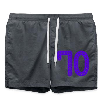 70 YEARS. 70TH ANNIVERSARY. BIRTHDAY 70 YEARS. 70 - Swim Trunks - anthracite - Front - AI Model Male 185 light (185cm)