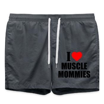 I love muscle mommies - Badeshorts - Anthrazit - Vorne - AI Model Male 185 light (185cm)