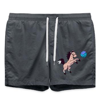 Cheval mignon jouant au volley-ball et au jumping grunge - Short de bain - charbon - Devant - AI Model Male 185 light (185cm)